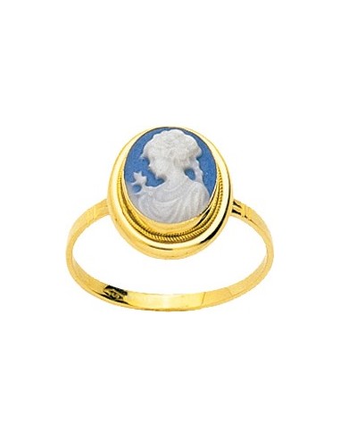 Bague camé bleu or 18k en porcelaine...