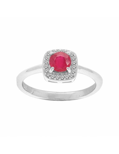 Bague argent rhodié rubis véritable...