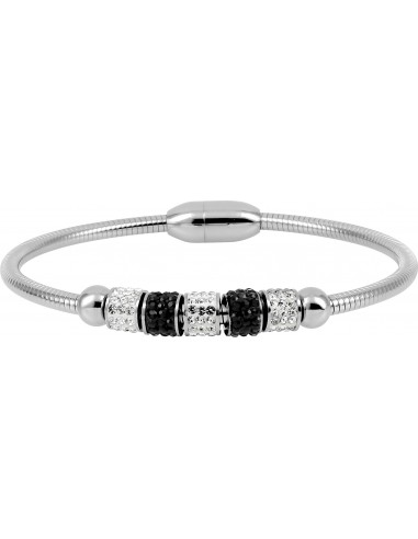 bracelet rigide en acier et strass